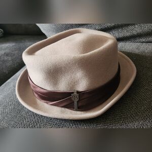 Brixton Stout Wool Felt Diamond Crown Fedora Hat Size Small 7 (56cm)